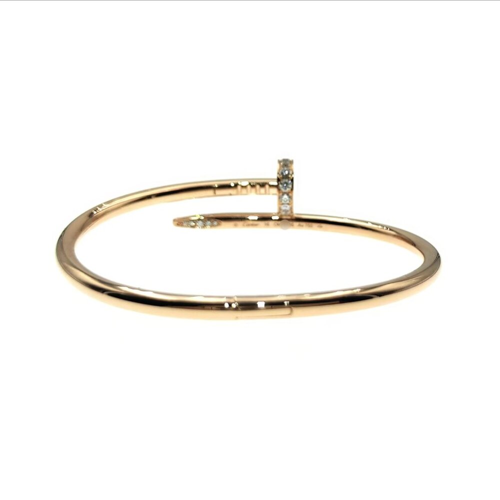 Cartier Juste un Clou Bracelet 18K Rose Gold with Diamonds Size 16 - Picture 6 of 14